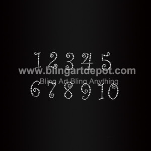 Crystal Numbers Rhinestone Hotfix Transfers